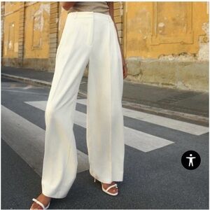 Zara Off-White Wide-Leg Women's Pants